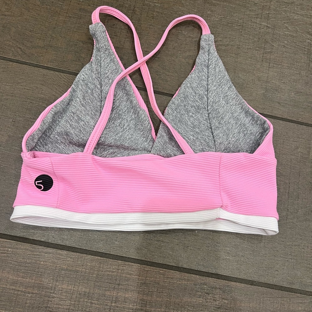 Five dance wear Pink and White Bra Top child extra large dance wear